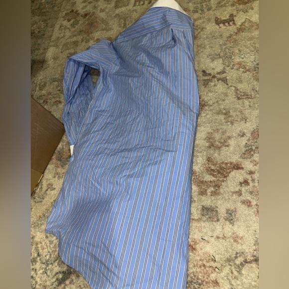 L'Academie Revolve Fresh Stripe Mini Shirtdress in Blue Medium - Picture 5 of 5